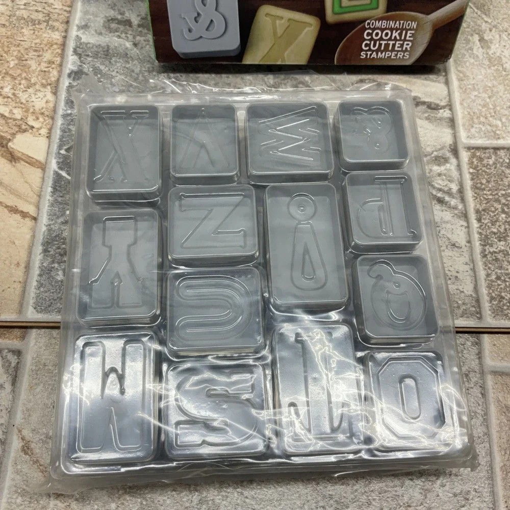 Genuine Fred Letter Pressed Cookie Cutter Stamper Set 28pc Alphabet & Symbols